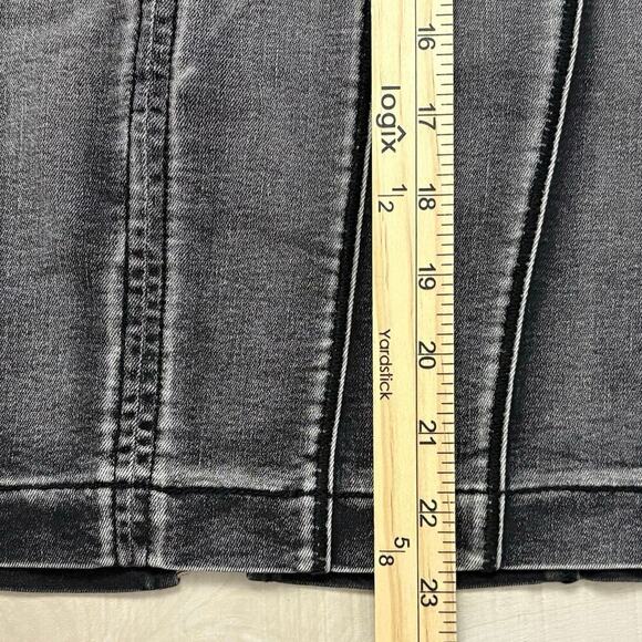 Ranberri Black Denim Pencil Skirt Sz 26 High Waist Faded Wash Stretch Knee Lengt - Picture 9 of 9